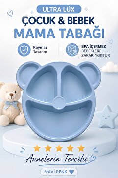 MorPort Ultra Lüx Çocuk ve Bebek Mama Tabağı [ MAVİ ]