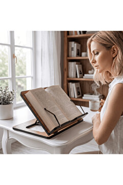 Vigo Wood Ahşap Kitap Okuma Standı Büyük Boy Tablet Standı Kitap Tutucu Rahle (CEVİZ)
