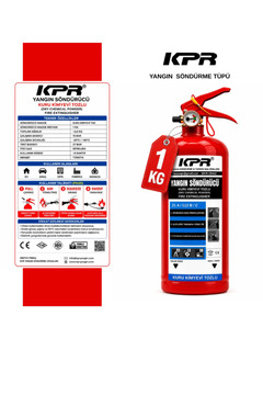 KPR YANGIN ARAÇ İÇİN ÖZEL KASA 1 KG KURU KİMYEVİ TOZLU YANGIN SÖNDÜRME TÜP + 4 YIL TARİH