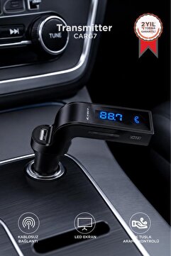 Torima Transmitter Usb Girişli Android Ios Uyumlu Bluetooth Fm CARG7 Siyah