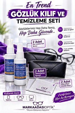 JULIANO 2li Gözlük Kılıfı, Silme Bezi Ve Temizleme Seti