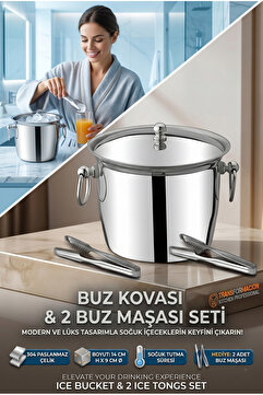Transformacion Buz Kovası 304 Paslanmaz Çelik ve Buz Maşası Seti Buz Termosu 721563