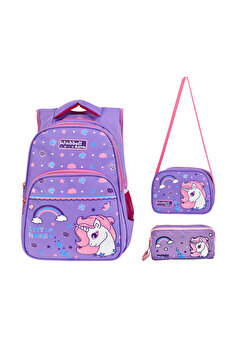 Waddell Lisanslı Lila Little Horse İlkokul Sırt Çantası Ve Beslenme Çantası