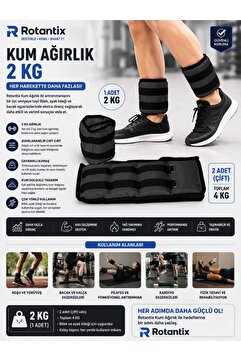 Rotantix 2 Kg X 2 Adet El Ayak Ağırlığı Seti Kum Torbası Toplam 4 Kilo Kas Bilek Güçlendirici Ağırlık