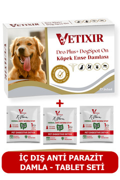 VETIXIR Köpek Bitkisel İç Dış Anti Parazit Uzaklaştırıcı Damla ve Tablet ( 5 damla 3 tablet )