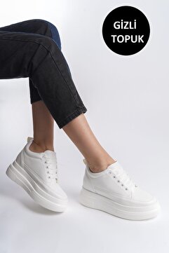 She KADIN İÇTEN GİZLİ TOPUKLU BEYAZ SPOR AYAKKABI SNEAKER