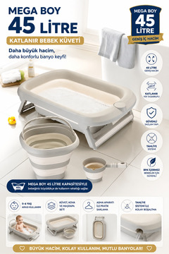 Zuu Baby Aqua Nest Bebek Küveti Lüks 3 Lü Set Katlanır 45 Litre Bej