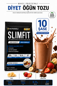 Nutrawell Slimfit 10 Öğün - Whey Proteinli Öğün Tozu Shake Proteinli Besin