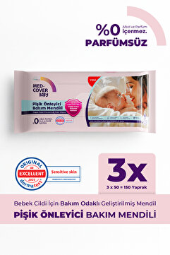 MED-COVER Baby Pişik Önleyici Bakım Mendili 50 x 3 Avantaj Paketi