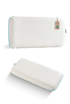 VİSCOTEX Hava Kanallı Boyun Destekli Visco Ortopedik Çocuk Yastığı (KIDS PİLLOW) 66x33x6 Cm, Turkuaz-beyaz