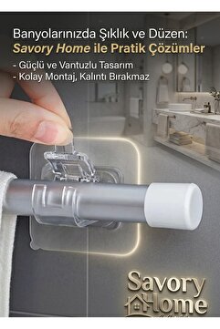 SAVORYHOME 2 Adet Ayarlanabilir Perde Çubuk Klip Kendinden Yapışkanlı Kelepçe Kanca Perde Çubuk Tutucu