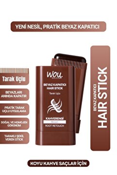 WOU World of Unique Beyaz Kapatıcı Tarak Uçlu Saç Stick/Koyu Kahve
