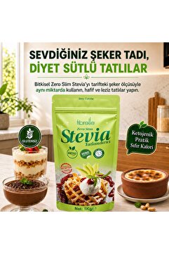 Fibrelle Zero Slim Stevialı Toz Tatlandırıcı 1 kg - Şeker Tadında Kalorisiz / Ketojenik & Diyabetik / Vegan