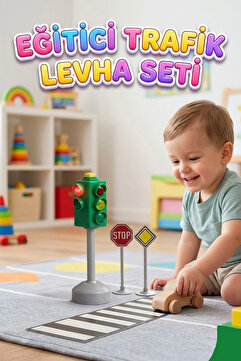 Tıfıl Toys Şehir Trafiği - Işıklı ve Sesli İnteraktif Trafik Lambası ve Levha Oyuncak Seti
