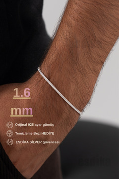esdika 1.6MM TİLKİ KUYRUĞU GÜMÜŞ BİLEKLİK • 925 AYAR GÜMÜŞ • PREMİUM STERLİNG SİLVER