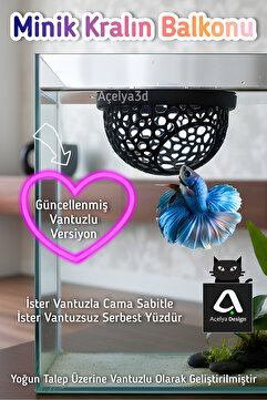 açelya3d Betta Balık Dinlenme – Beta Akvaryum | Konfor Alanı (Siyah)