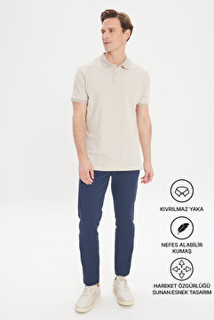 Altınyıldız Classics Erkek Safari %100 Pamuk Kıvrılmaz Pike Polo Yaka Slim Fit Dar Kesim Tişört