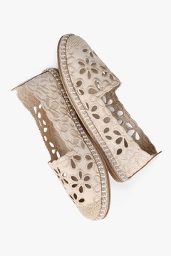 Shoeberry Kadın Flory Bej Çiçek İşlemeli Espadril