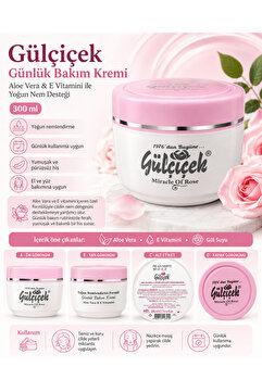 lunoria beauty Gülçiçek Aloe Vera ve E Vitaminli Günlük Bakım Kremi 300 ml - Yoğun Nemlendirici El ve Yüz Kremi
