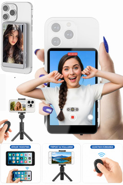SONREİR T2 Manyetik Selfie Ekranı MagSafe Cep Telefonu Ekran Yansıtma Vlog Monitörü Kumandalı iPhone Android