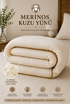 beyazlale Çift Kişilik Kuzu Yünü %100 Doğal Yorgan | Organik Merinos Yün Yorgan