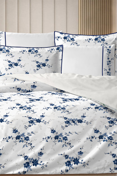 Monohome 4 YASTIKLI Biyeli %100 Pamuk Percale Nevresim Takımı Çift Kişilik-Premium Özel Üretim Blue