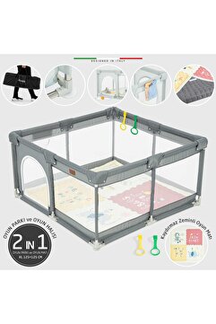 Elele Parma 2in1 Oyun Parkı Oyun Alanı ve Oyun Matı Halısı 125x125 cm Koyu Gri