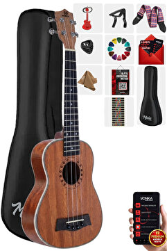 Midex Mu-21 Pro Yüksek Kaliteli Maun Soprano Ukulele Seti