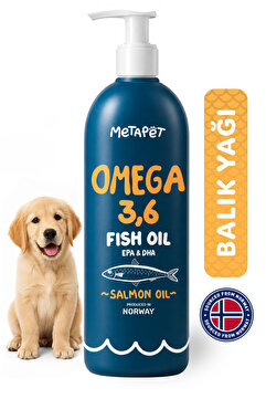 Metapet Köpekler için Balık Yağı, Premium Norveç Somonu Yağı, Omega 3 ve 6, Yüksek EPA-DHA