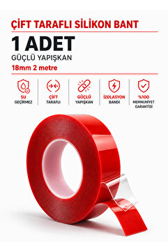 Fotografyabaskı Çift Taraflı Silikon Bant Kırmızı Yapışkanlı Bant Çerçeve Tablo İzolasyon Bandı Montaj 18mm 2mt