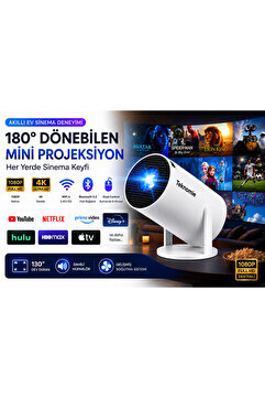 TARÇIN 2026 Versiyon Akıllı Projeksiyon Cihazı - Standlı Taşınabilir Ev Sineması - Android TV