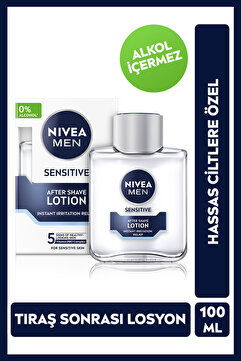 NIVEA MEN Erkek Hassas Ciltlere Özel Tıraş Sonrası Losyon 100ml, Alkolsüz, Tahriş Karşıtı, Rahatlatıcı