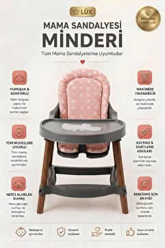 MorBebe Lüx Mama Sandalyesi Minderi ( Tüm Mama Sandalyelerine Uyumludur ) Pembe