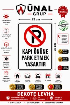 ünalgrup Park Etmek Yasaktır Uyarı Levhası 25x35 cm Kapı Duvar İkaz Tabelası PVC Apartman Site Tip 2