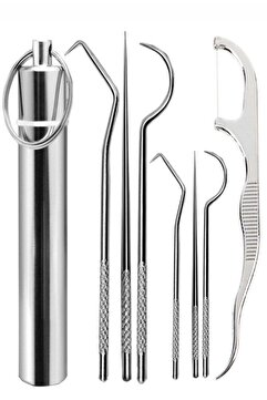 Buffer ® 7 Parça Paslanmaz Çelik Ağız Diş Tartar Sökücü Temizlik Bakım Seti