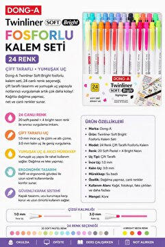 Genel Markalar Twinliner Soft Bright 24 Renk Çift Taraflı Fosforlu Kalem