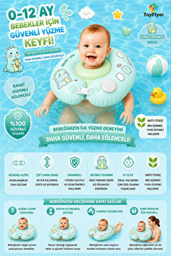 BigsToy Bebek Yüzme Boyun Simidi Pompa Gerektirmeyen Yeni Nesil 0-12 Ay Bebek Simidi, Çift Emniyet Tokalı Gü