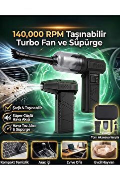 Mega Oto Market Mini Turbo Hava Tabancası Jet Fan 130000 RPM Yüksek Hızlı Kanal Fanı ve Güçlü Hava Üfleyici FR-381-2