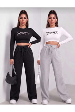 yx yustex sport 2’li Paket Kadın Mevsimlik Oversize Eşofman Altı Seti - Siyah & Gri Renk Seçeneği - Rahat Kalıp