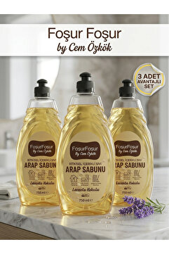 FoşurFoşur By Cem Özkök Lavanta Kokulu Bitkisel Sıvı Arap Sabunu 750 ml 3 Adet (Sls-Paraben içermez)