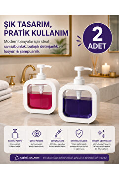 MİMOZA PARK 2 Adet Tezgah Üstü 400 ml Banyo Mutfak Sıvı Sabunluk | Banyo Mutfak Bulaşık Lavabo Deterjanlık