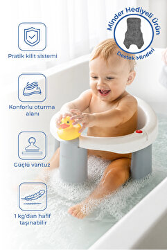 Babyjem Önden Açılır Banyo ve Mama Oturağı ve Hediye Minderli - 2'Li Set Kum Beji