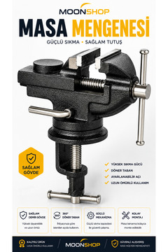 MOONSHOP Pro Fonsksiyonlu 360 Döner Tezgah Masa Mengenesi 60mm Döküm Malzeme Çelik Kol...
