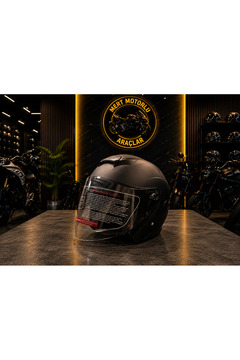 JK20 526 Güneş Vizörlü Mat Siyah Açık Kask