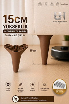 Ulaş Hırdavat Mobilya - Baza - Koltuk - Akıllı Masa Ayağı, Ahşap Ceviz Renk Ayak (4 LÜ DEĞİL ADET FİYATIDIR ) 15 Cm - Vida dahildir.