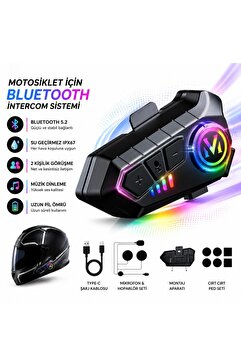 Dynego Kask Kulaklık Intercom Rgb Işıklı Motosiklet Y10 Otomotik Cevaplama