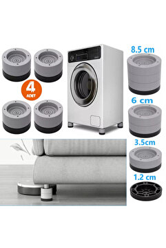 TİNEKE Beyaz Eşya Ayağı Çamaşır Makinesi Mobilya Titreşim Önleyici Kaydırmaz Ve 3.5 Cm Yükseltici 4 Lü Set