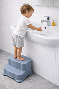 PONÇİK STORE Kaydırmaz Çocuk Taburesi - Çift Basamaklı Banyo Lavabo Merdiven Yükseltici Bebek Basamağı