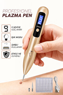Nazalya Profesyonel 9 Kademe Dijital Laser Plazma Pen Gold Renk Ben, Siğil Ve Leke Cihazı