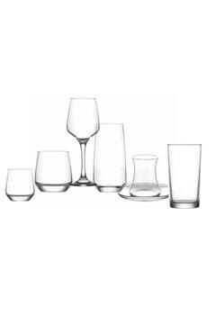 LAV Lal Cam Çeyiz Seti 42'li (6 Çay Tabağı, Bardağı, 6 Kadeh, 6 Meşrubat, 6 Viski, 6 Su, 6 Likör Bardağı)
